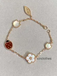 Projektant biżuterii Van Clover Clover Four Leaf Clover Bransoletka Clef Cleef Bracelets siedem gwiazdek Ladybug 925 Srebrny srebrny plated 18K Gold Ladybug Five Flower Bracele