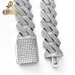 Collier chaîne cubaine Moissanite 20mm 22, nouveau Design, ornement de sac rond brillant, argent 925 Vvs, chaîne cubaine lourde
