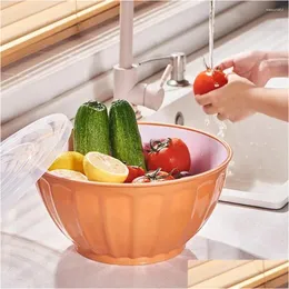 Bowls Stackable Square Plastic Bowl With Lid Large Opening Space-Saving Meal Prep Salad Kitchen Supply Drop Delivery Home Garden Dinin Dhayq