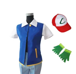 Anime Ash Ketchum Trainer Costume Halloween Cosplay Unisen Shirt Jacket handskar HAT7516622