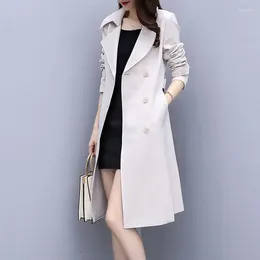 Kvinnors dikerockar 2024 Autumn Winter Windbreaker Högkvalitet Temperament Candy Color Coat Fashion Slim Korean Suit Over Kne Women
