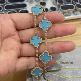 Designer Van Clover Jewelrys Four Leaf Clover Bracelet Clef Cleef Bracelets luxury brand 18K gold Blue Turquoise stone butterfly love 5 flowers Diamond limited ed