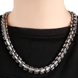 Punk Rocker 15mm Dragon Keel Chain Choker Halsband för män Solid 14k gula guldmens på nacksmycken Tillbehör gåvor för 2024