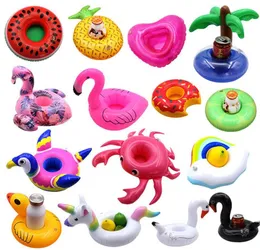 Brinquedos infláveis flutuantes suporte de copo de bebida festa donut unicórnio flamingo melancia limão coqueiro abacaxi em forma de poo9698884