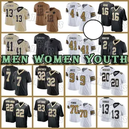 32 Tyrann Mathieu Derek Carr Maglia da calcio Alvin Kamara Jameis Winston Chris Olave Marshon Lattimore New Orleanses Saintes Jamaal Williams Taysom Hill Drew Brees