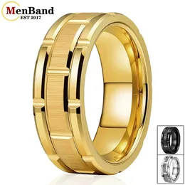 Ringe, mehrere Farben, 8 mm, cooles Herren-Band, Wolframkarbid-Ring, gerillt, poliert, gebürstet, einzigartiges Geschenk, Schmuck für Freund, Ehemann