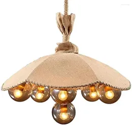 Chandeliers Industrial Linen Hanging Light Handmade Rope Glass LampBedside Lamp Creative Personality Wrought Iron Chandelier