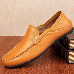 Italienische Herrenschuhe Casual Luxus Marke Sommer Männer Loafer Echtes Leder Mokassins Licht Atmungsaktive Slip auf Bootsschuhe 240119
