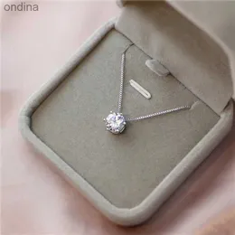 Anhänger Halsketten Nette 925 Sterling Silber Geometrische Einfache Runde Choker AAA Zirkon Anhänger Halskette Für Frauen Engagement Edlen Schmuck NK005 YQ240124