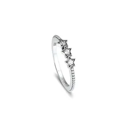 Anneaux Clair CZ étoiles célestes bague bijoux 925 bagues en argent Sterling pour les femmes Collection d'hiver bague de fiançailles fille bague cadeau