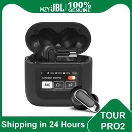 휴대폰 이어폰 Mzy Tour Pro2 이어폰 New Wirelelss Bluetooth 헤드폰 소음 취소 TWS 스포츠 이어 버드 터치 제어 화면 Bulit-in MIC J240123