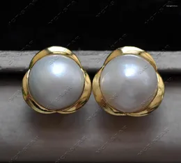 Orecchini pendenti Z12929 Enorme vero 20 mm bianco mare del sud Mabe perla mezzaluna orecchino in argento 925