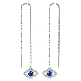 Earrings 925 Sterling Silver Simple Evil Eye Tassel Threader Drop Dangle Earrings Jewelry Birthday Christmas Gifts For Women Girls Friend