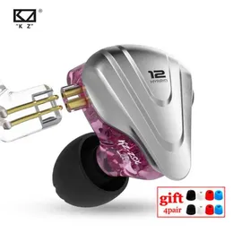 Headset kz zsx 1dd 5ba hybrid 12 förare hifi bas öronsnäckor in-ear monitor buller avbrytande hörlurar metall headset kz zax zs10 pro asx j240123