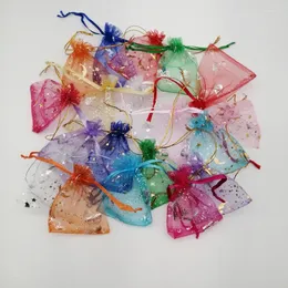 Gift Wrap 500Pcs Butterfly Star Moon Organza Bag 7 9 12 13 18cm Wedding Drawstring Jewelry Packaging Display Pouch