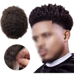 Malaysian Virgin Human Hair Systems #2 Dunkelbraun 4 mm Wurzel-Afro-Toupet 8 x 10 Vollspitze-Einheit für schwarze Männer