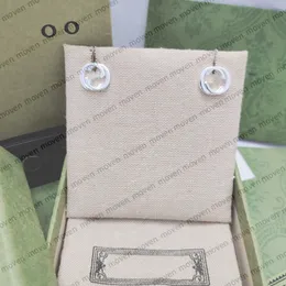 En kaliteli şık tasarımcı çıtçıtlar çift harfli küpeler parlak tarzı zarif kulaklıklar kadın kişilik pulları kutu doğum günü hediyesi ile