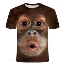 Erkekler 3D T-Shirts Erkek Tişörtleri 2024 T-Shirt 3D Baskı Hayvan Maymun Kısa Kollu Komik Tasarım Gündelik Top Drop