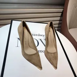 Yeni süet yüksek topuklu kadınlar ince yüksek topuklu pompa tek ayakkabı iş ayakkabıları siyah nokta ayak parmakları seksi parti siyah düğün ayakkabıları 240123