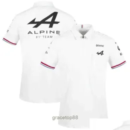 Mens and Womens New Tshirts Formula One F1 Polo Clothing Top Motorcycle Apparel Motorsport Alpine Team Aracing White Black Breathable Teamline Short Sleeve Car Nuuj
