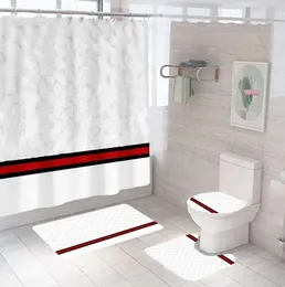 KVALITETSKOLTPRINT DUSCURTER SETTER Högkvalitativ fyrdel måste ställa in badrummet Anti-Peeping Non-Slip Deodorant Bath Toalettmattor