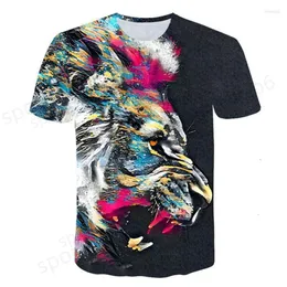 Herren 3D T-Shirts Herren T-Shirts Sommer Löwe 3D T-Shirt Mode Animal Print T-Shirt Männlich Casual Kurzhülse T-Shirt