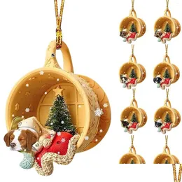 Decorazioni natalizie 1 pz Ciondolo albero Simpatico cane Animale Goccia Ornamento Anno Forniture per feste festive Decorazione della stanza Regalo di Natale 2024 Deliv Dhmwz