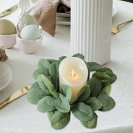 Candle Holders Rings Garland Eucalyptus Wreath For Parties Thanksgiving Ceremony