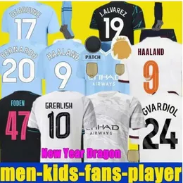 23 24 HAALAND Soccer Jersey DE BRUYNE GREALISH MANS CITIES STERLING MAHREZ FODEN Fans Player Version 2023 2024 Football Tops Shirt Kids Kit Sets Equipment