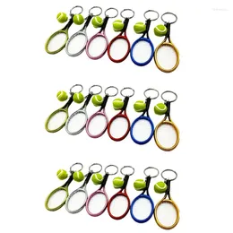 Keychains 18st mini Tennis Racket Ball Keychain Pendant Bag Tillbehör för sportannonseringsfans Souvenirer Key Ring