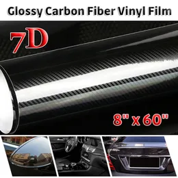 Novo 1 pçs 20cm x 152cm 7d fibra de carbono vinil filme envoltório adesivo auto adesivo vinil carro envoltório folha adesivo decalque papel acessórios automóveis