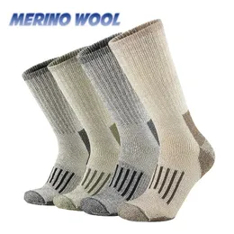 Socken aus 80 % Merinowolle für Männer und Frauen, verdickte, warme Wander-Kissen-Crew-Socken, Sportsocken aus Merinowolle, feuchtigkeitsableitend, Euro-Größe 240123