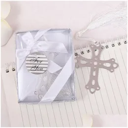 Party Favor Rostless Steel Cross Bokmärke för bröllop Baby Shower Bookmarks Gift Drop Delivery Home Garden Festive Supplies Event DHG7Q