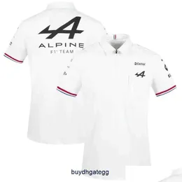 Męskie i damskie nowe tshirts Formuła pierwsza F1 Polo Odzież Top Motorcycle Apparel Motorsport Alpine Team Aracing White Black Dreathable Treamline krótkie rękawowe samochód 79T2