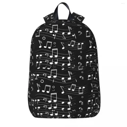 Ryggsäck musikaliska anteckningar mönster design ryggsäckar student bok väska axel bärbar ryggsäck resor barn skola