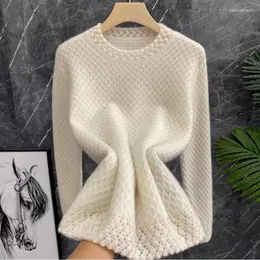 Kvinnors tröjor Wool Cashmere tröja Kvinnor 3D tredimensionell ihålig ut rund hals jumper stickad höst fynd pris mode topp