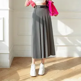 Spódnice panie elegancka moda duża brzeg plisowana długa czarna spódnica ubrania dla dziewcząt Korean Chic Casual Faldas Largas Bpy9133