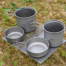 Camp Kitchen gränslös resa titan camping köksredskap pot skål vikhandtag ultralätt utomhus resepicknick bordsvaror set pot pan yq240123