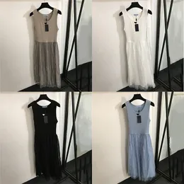 Carta crachá colete vestidos para mulheres moda malha emenda vestido sem mangas verão saias casuais festa boate