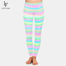 Capris letsfind nova chegada mulher calças 3d listras aquarela impressão leggings de fitness cintura alta macio magro menina leggings