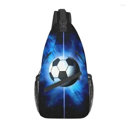 Mochila Futebol Espaço Abstrato Sling Peito Saco Personalizado Bola de Futebol Crossbody Ombro para Homens Viagem Caminhadas Daypack