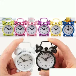 Desk & Table Clocks Mini Solid Color Alarm Clock Metal Students Small Portable Pocket Clocks Household Decoration Adjustable Electroni Dhynw