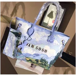 Designer van gogh trigo campo totes mulheres mensageiro sacos marca ao ar livre capacidade lager bolsas de luxo bolsas de luxo dois entrega gota dhd09