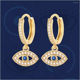 Baumeln Kronleuchter Baumeln Ohrringe Mode Gold Farbe Evil Blue Eye Top Qualität Glück Hoop Für Frauen Türkischen Schmuck 2023 Drop deliv Dh6L8