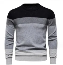 Herren Pullover Top 100% Baumwolle Designer Neue Mode Marke Plover Streifen Gestrickte Pullover Für Koreanische Casual Einfarbig Kleidung Drop Del Otu7J