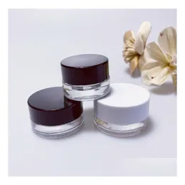 Garrafas de embalagem Atacado Clear Eye Cream Jar Garrafa 3G 5G Vazio Vidro Lip Balm Recipiente Boca Larga Frascos de Amostra Cosmética com Preto Dhh6e