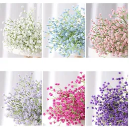 Flores decorativas 1 pc branco babys respiração artificial falso gypsophila diy buquês florais arranjo casamento decoração de casa 64mm