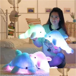 Travesseiro Atacado - 45cm Luminous Flashing Colorf Dolphin com luz LED Soft Toy Almofada P Boneca Recheada para Festa de Aniversário Presente Drop Dhqc7