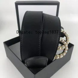 Women Designer Belt Ladies Men Classic fashion luxury pearl buckle belt length105-125cm wide 3.8cm with box real leather
