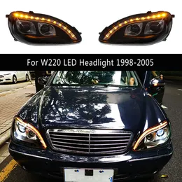 Akcesoria samochodowe przednie lampa DRL Daytime Runging Light Streamer Sygnał skrętu dla Benz W220 S280 S320 S500 S600 Zespół reflektorów LED 98-05